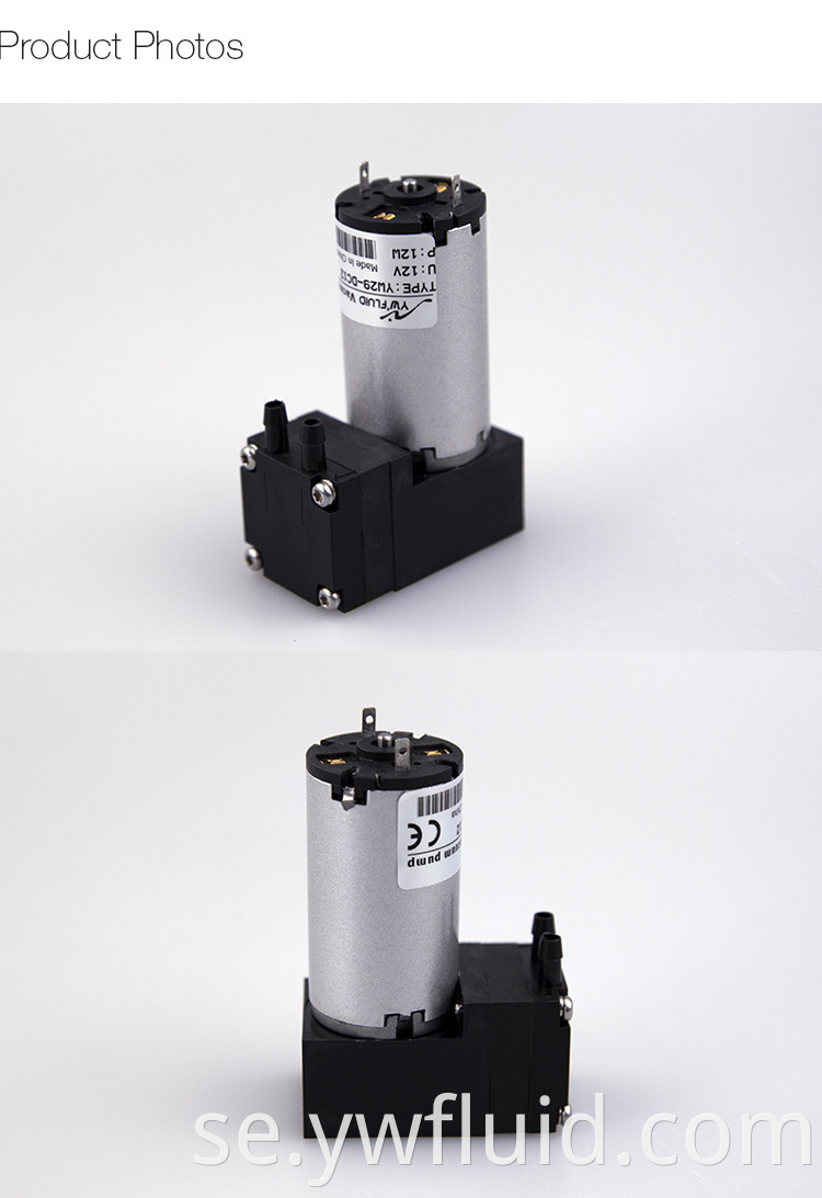 YWfluid High Performance Food Grade Micro Membran Pump Leverantör med likströmsmotor som används för gasöverföring Vakuum Generation